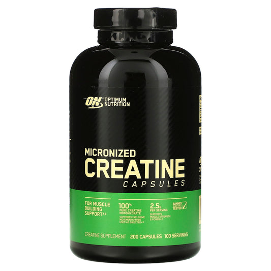 Optimum Nutrition, Micronized Creatine Capsules, 200 Capsules (1.25 g per Capsule ) - Image 1
