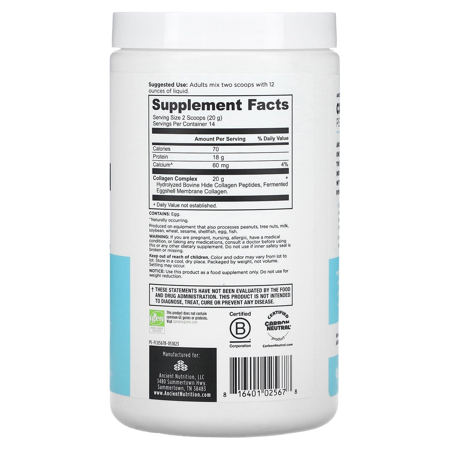 Ancient Nutrition Collagen Peptides for Hair, Skin, Joints - 9.88 oz (280g) - Image 2