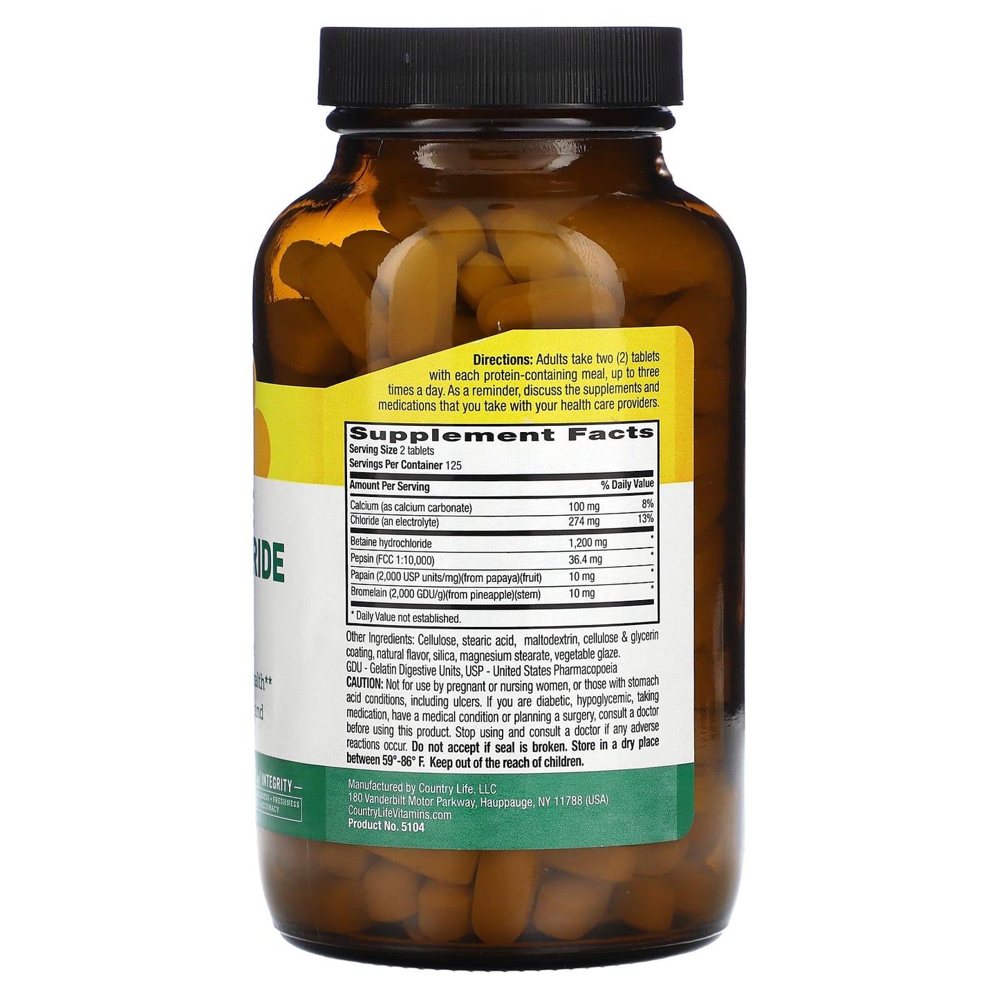 Betaine HCL Supplement with Pepsin, 600mg, 250 Tablets, Gluten-Free - Image 2