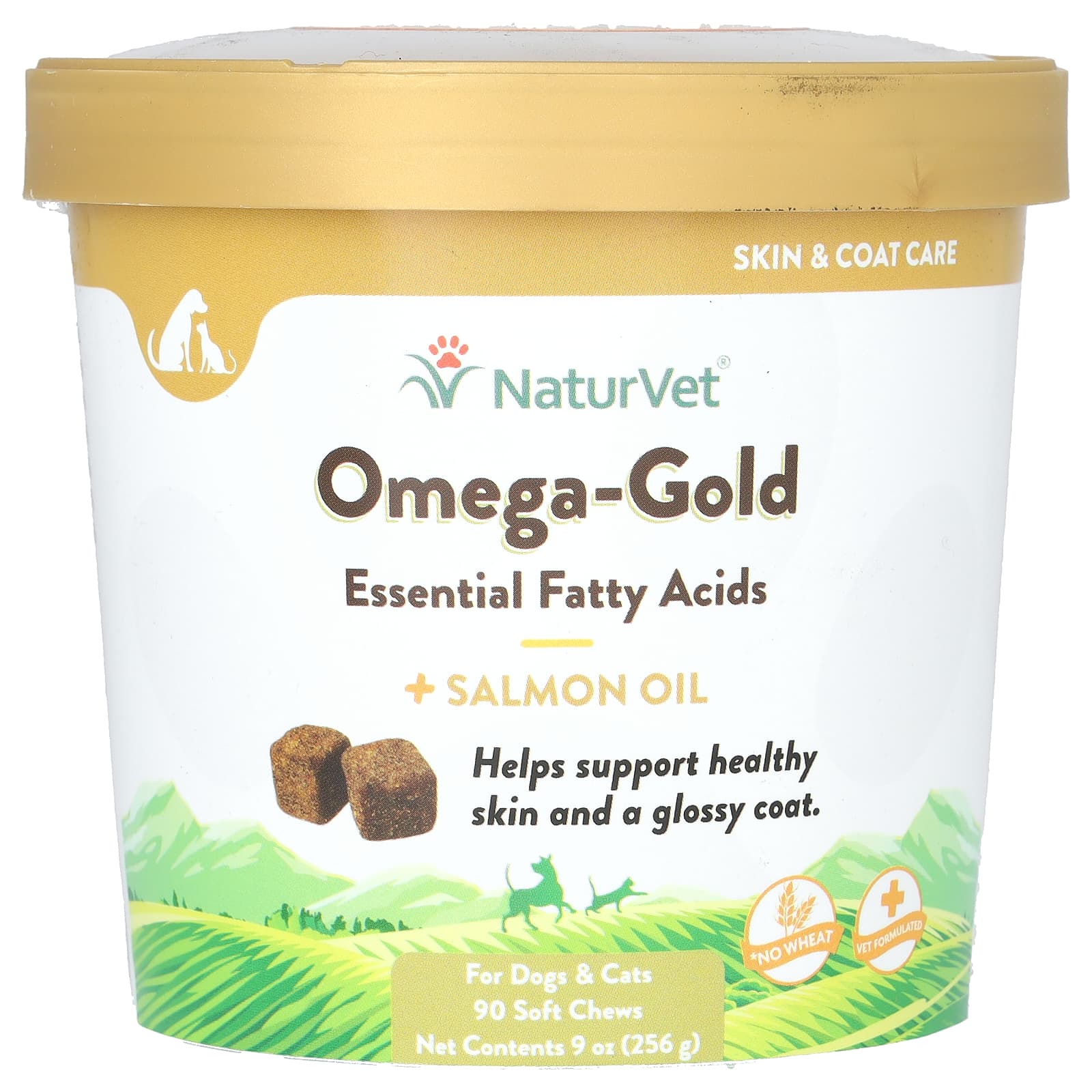 NaturVet, Omega-Gold Essential Fatty Acids + Salmon Oil, For Dogs & Cats, 90 Soft Chews, 9 oz (256 g) - Image 1