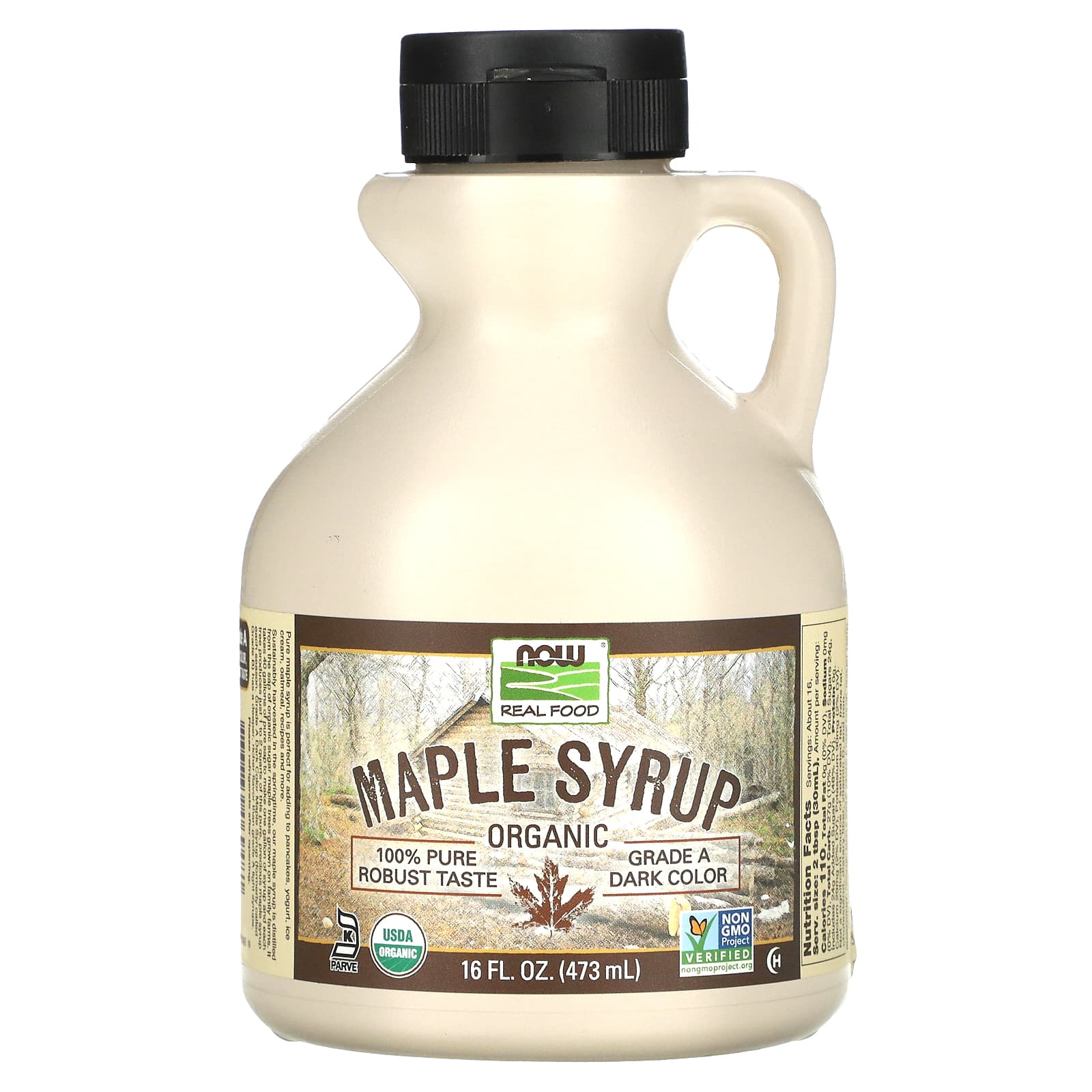 NOW Foods, Real Food, Organic Maple Syrup, Grade A, Dark Color, 16 fl oz (473 ml) - Image 1