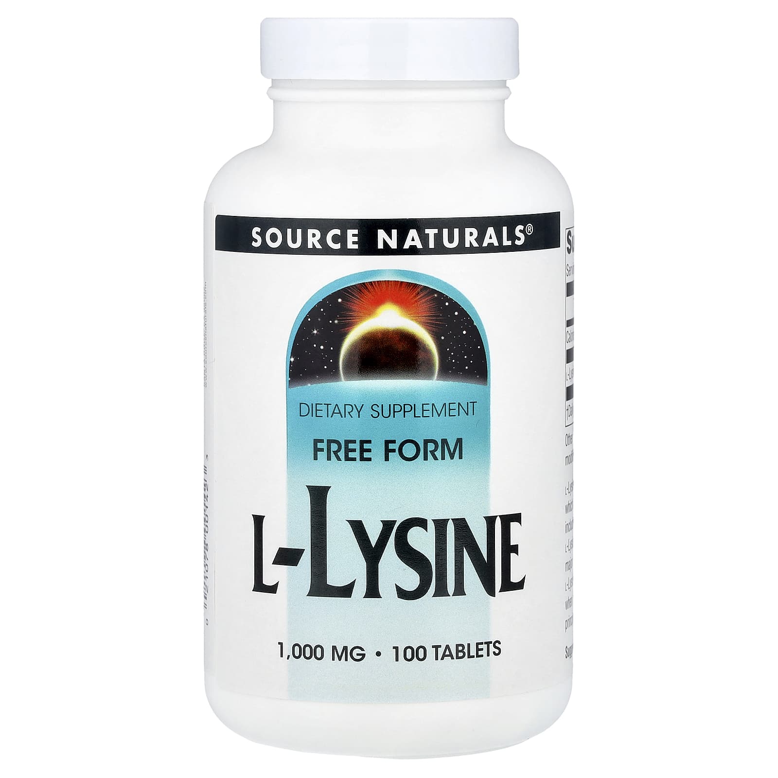 Source Naturals, L-Lysine, 1,000 mg, 100 Tablets - Image 1