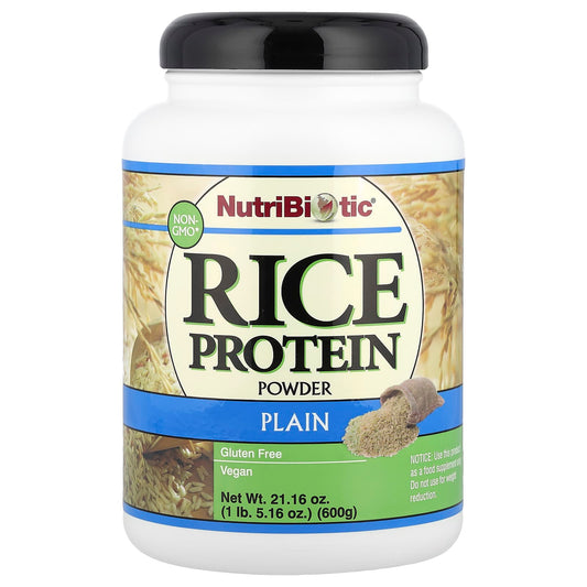NutriBiotic, Rice Protein Powder, Plain, 1 lb 5.16 oz (600 g) - Image 1