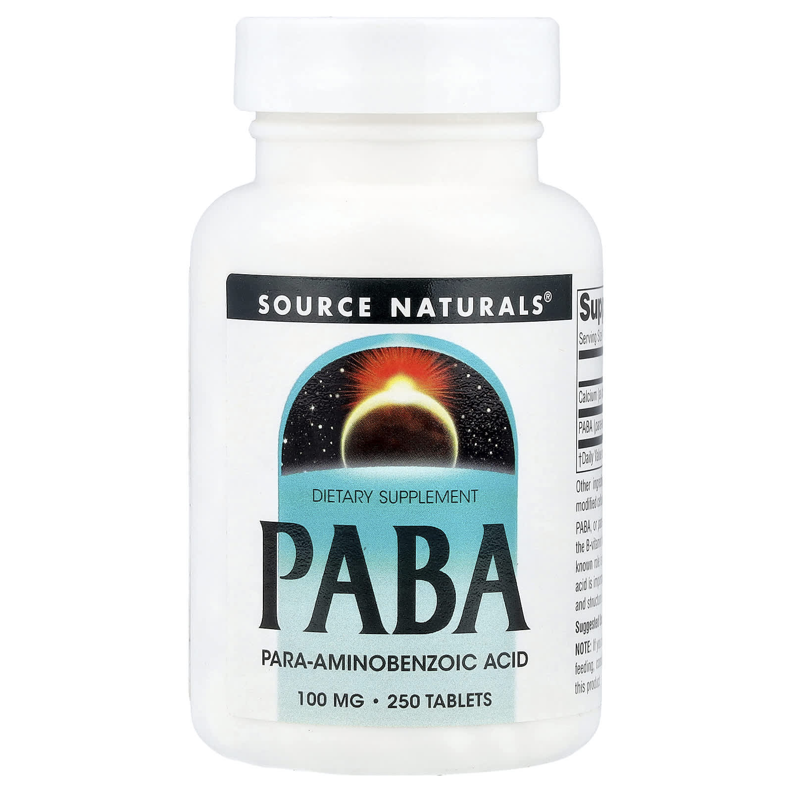 Source Naturals, PABA, 100 mg, 250 Tablets - Image 1