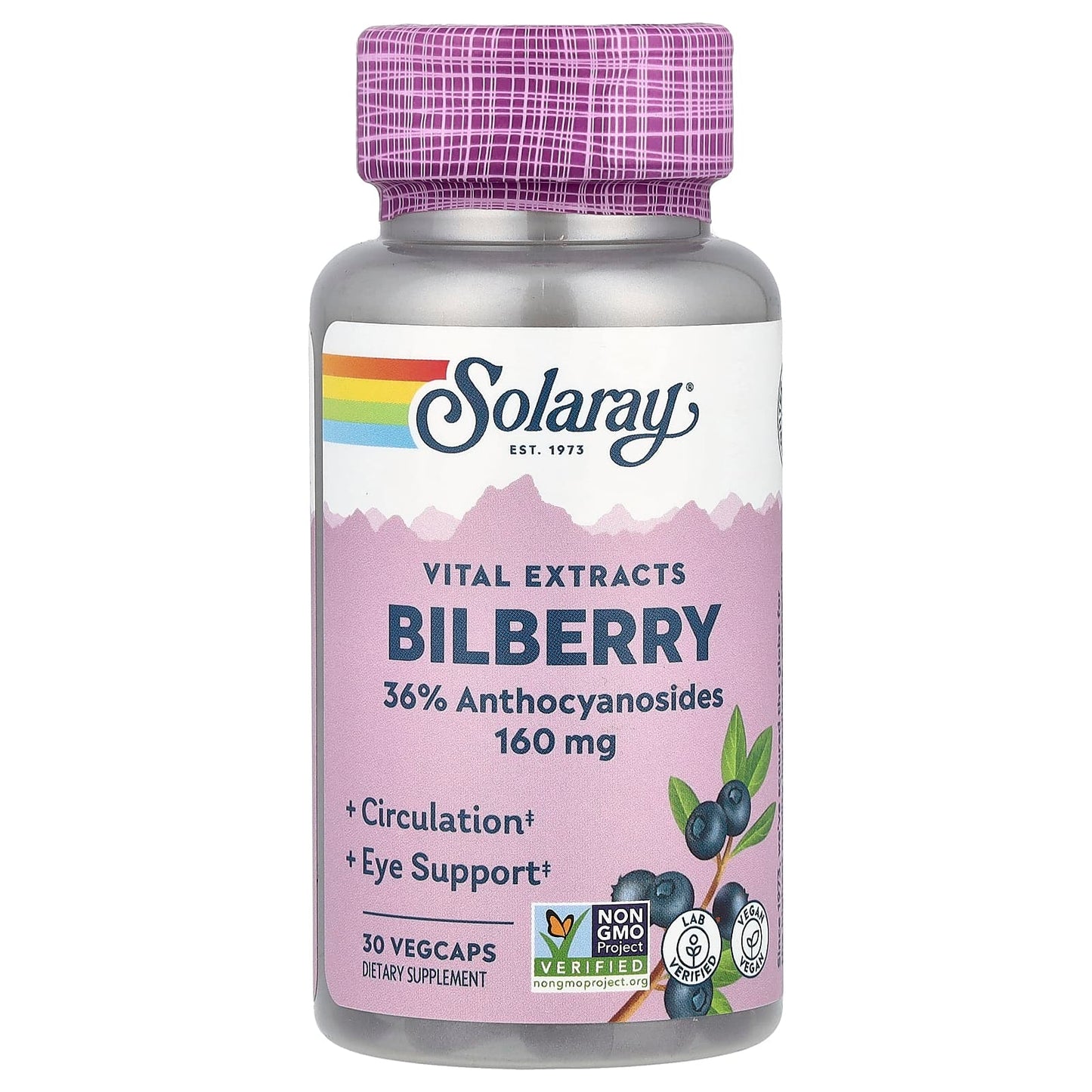 Solaray, Vital Extracts Bilberry, 30 VegCaps - Image 1