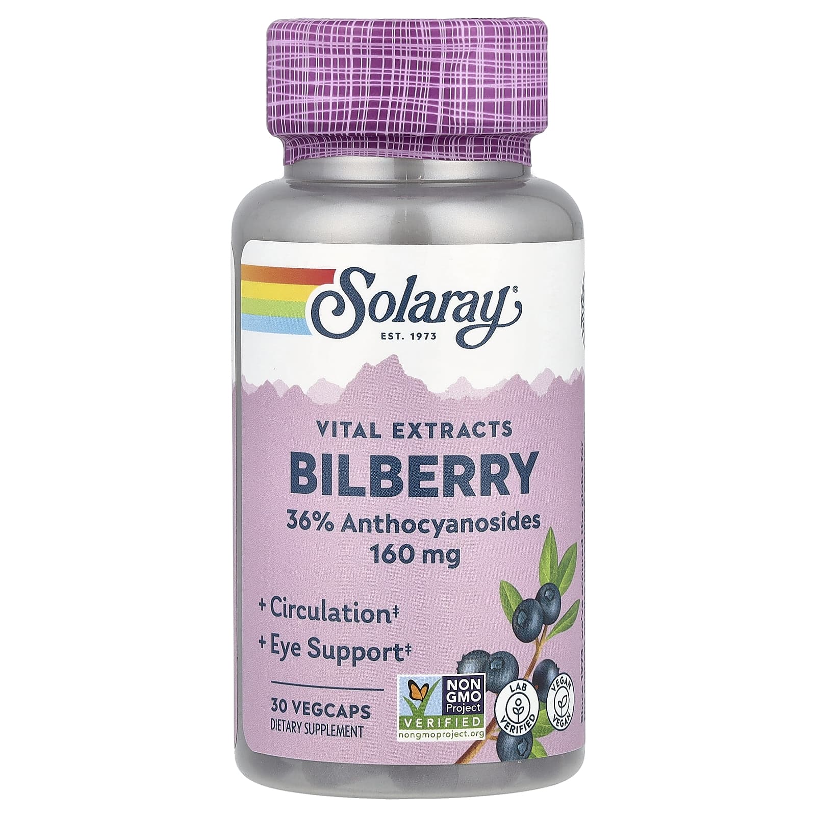 Solaray, Vital Extracts Bilberry, 30 VegCaps - Image 1