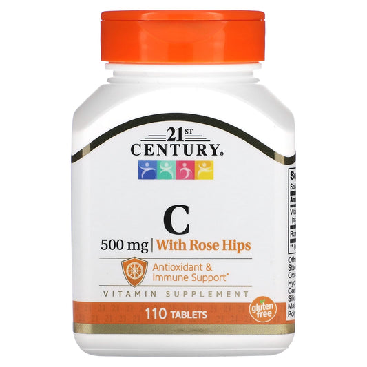 Vitamin C with Rose Hips, Immune Support Supplement by 21st Century - Image 1