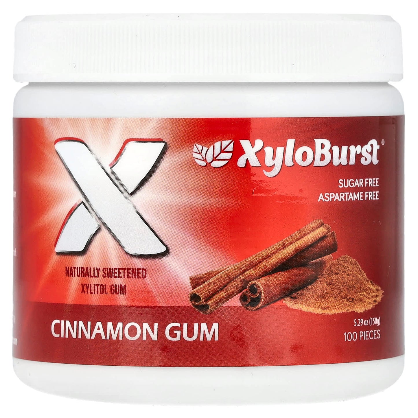 Xyloburst, Xylitol Gum, Cinnamon, 100 Pieces , 5.29 oz (150 g) - Image 1