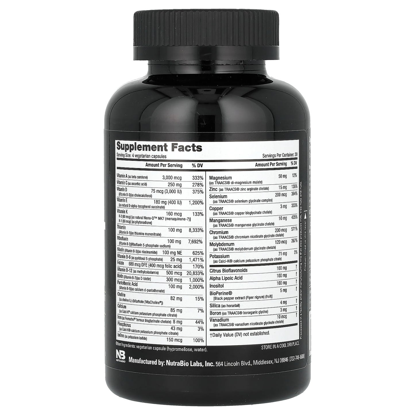 NutraBio, MultiSport Men's Formula, 120 Capsules - Image 2