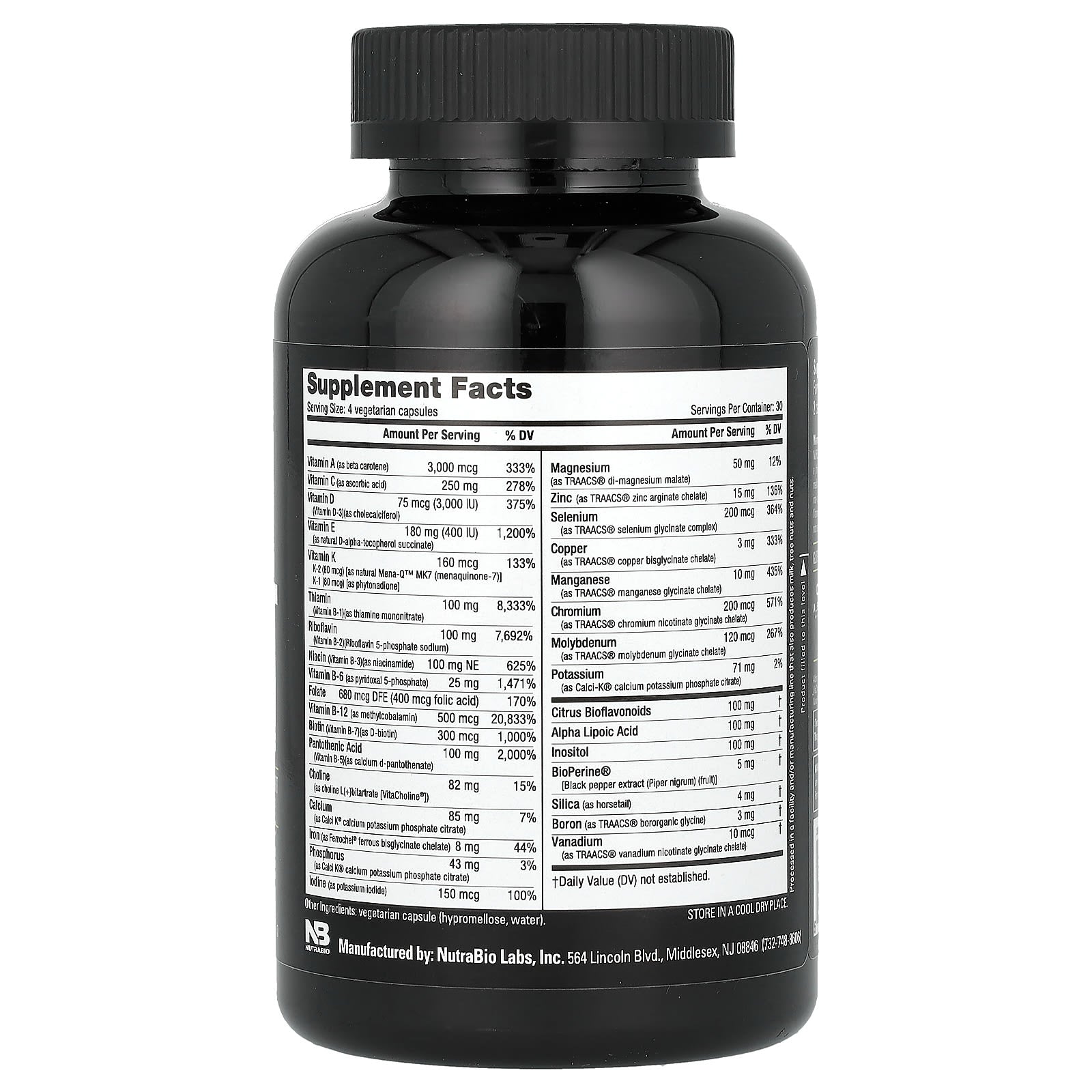 NutraBio, MultiSport Men's Formula, 120 Capsules - Image 2