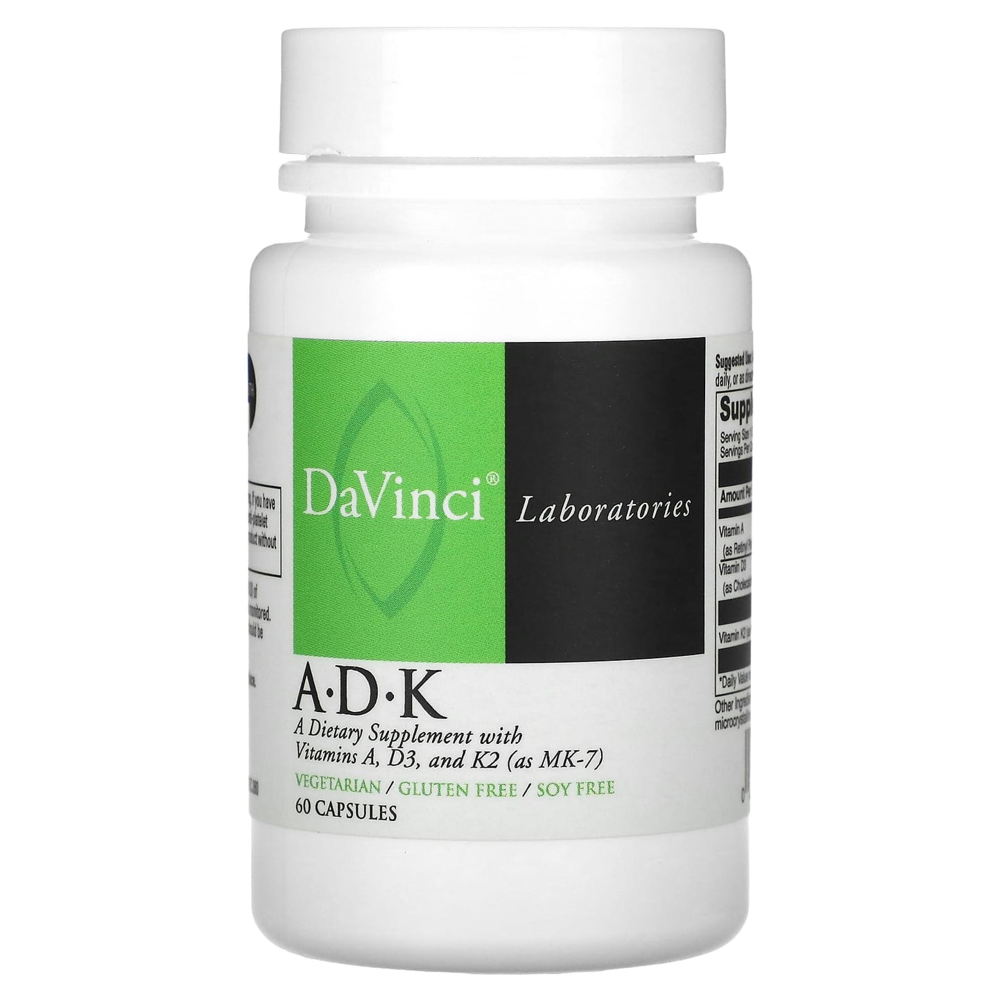 <strong>DaVinci Laboratories A-D-K Supplement - Vegetarian &amp; Gluten Free</strong> - 60 Capsules - Image 1