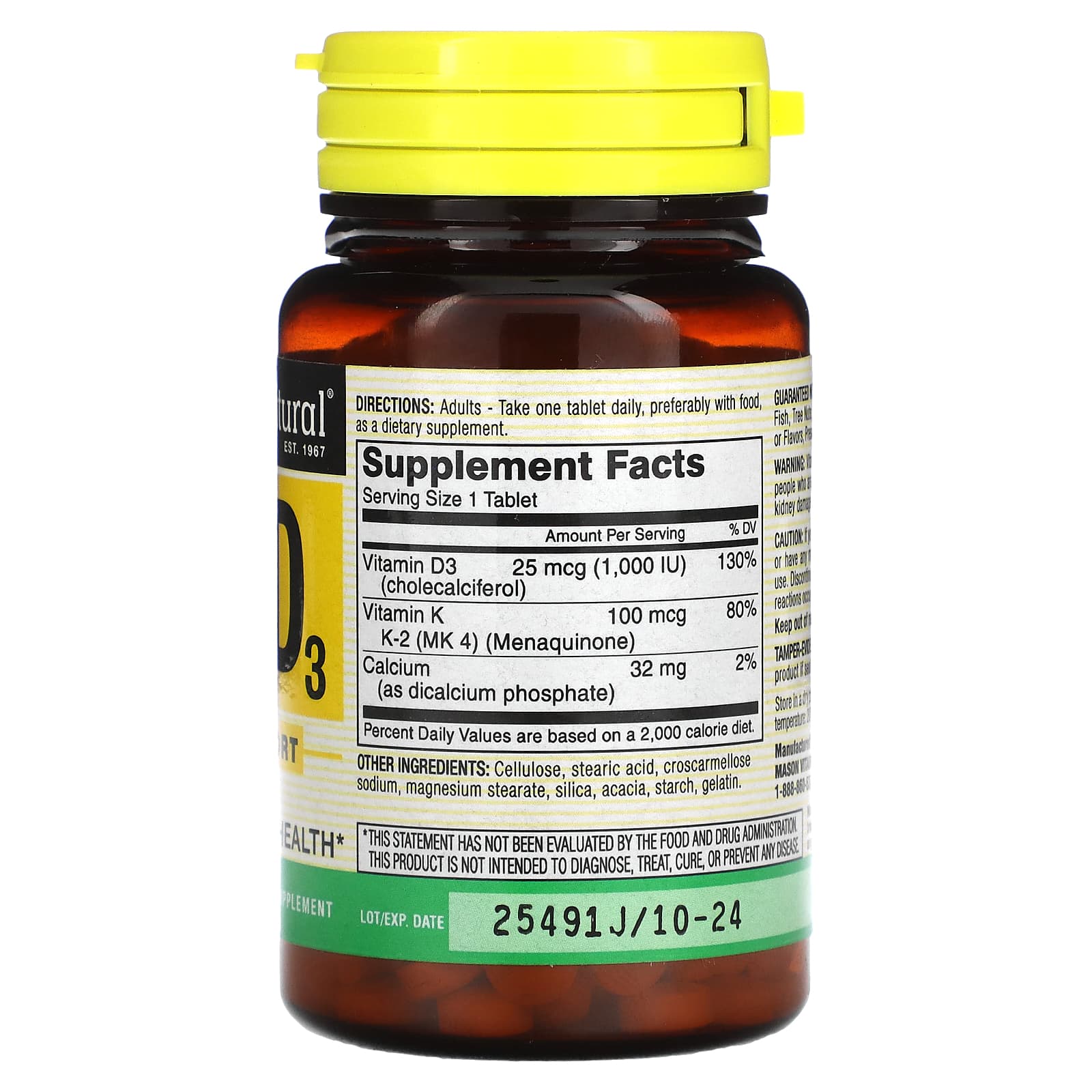 Mason Natural, Vitamin K2 Plus Vitamin D3, 100 Tablets - Image 2