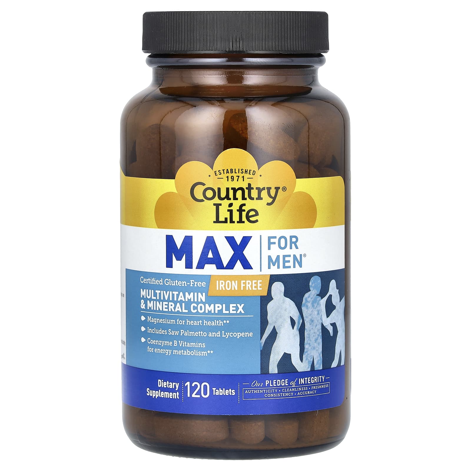 Country Life Men's Multivitamin & Mineral Complex, Gluten-Free, 120 Tablets - Image 1