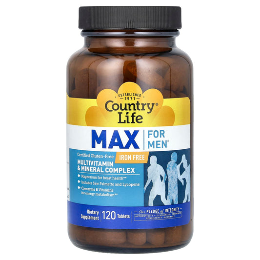 Country Life Men's Multivitamin & Mineral Complex, Gluten-Free, 120 Tablets - Image 1