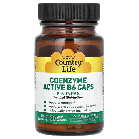 Country Life Coenzyme Active B6 Capsules - Vegan Energy Supplement - Image 1