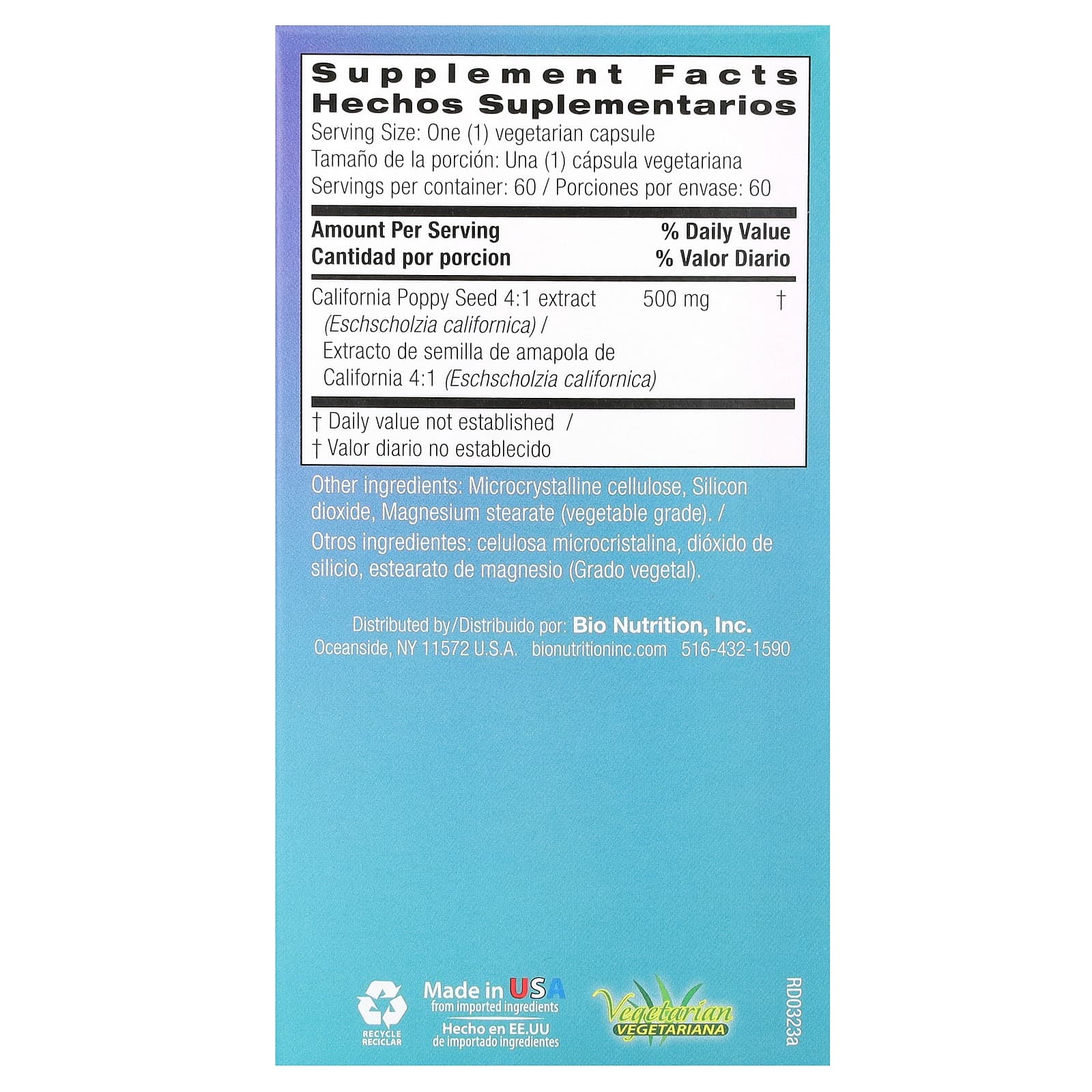 California Poppy Sleep Aid & Relaxation Supplement, 500mg, 60 Capsules - Image 2