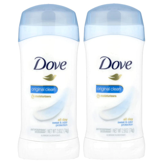 Dove Original Clean Antiperspirant Deodorant, 2.6 oz, 2-Pack - Image 1