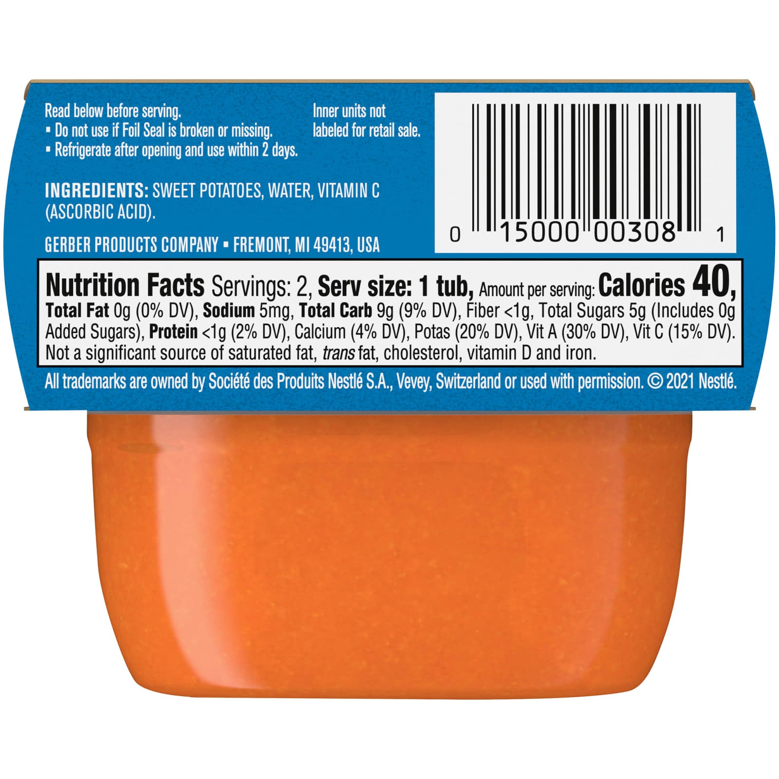 Gerber Natural Sweet Potato Baby Food 1st Foods 2 Pack 2 oz - Image 2