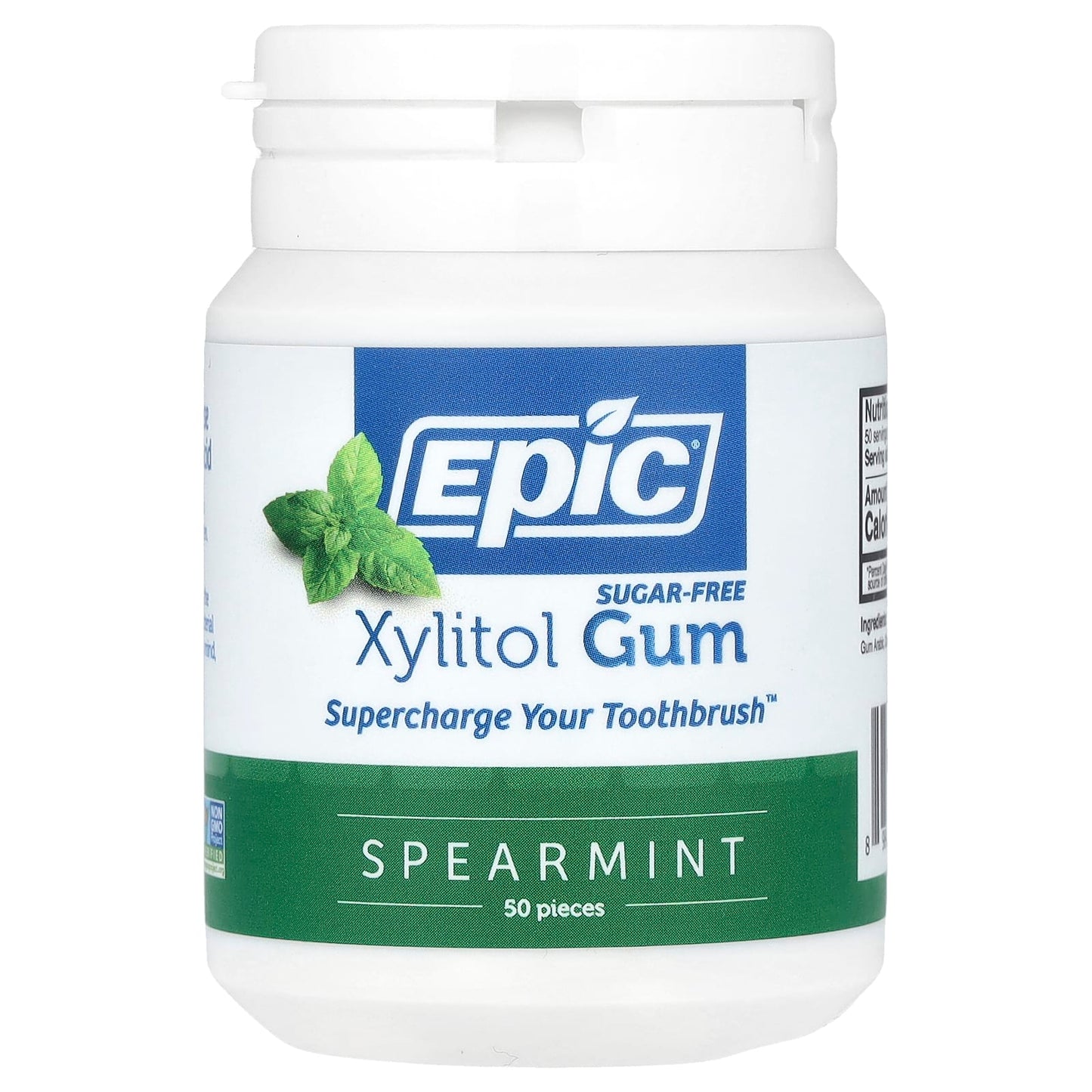 Epic Spearmint Xylitol Gum, 50 Pieces - Sugar Free & Non GMO - Image 1