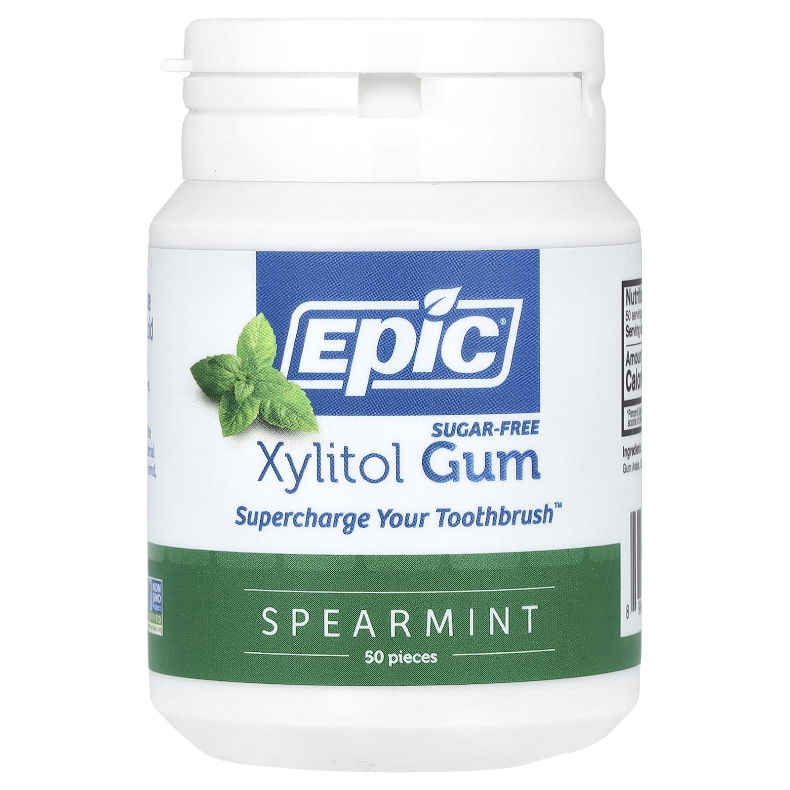 Epic Spearmint Xylitol Gum, 50 Pieces - Sugar Free & Non GMO - Image 1