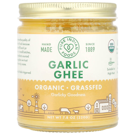 Pure Indian Foods, Organic Grassfed Garlic Ghee, 7.8 oz (220 g) - Image 1