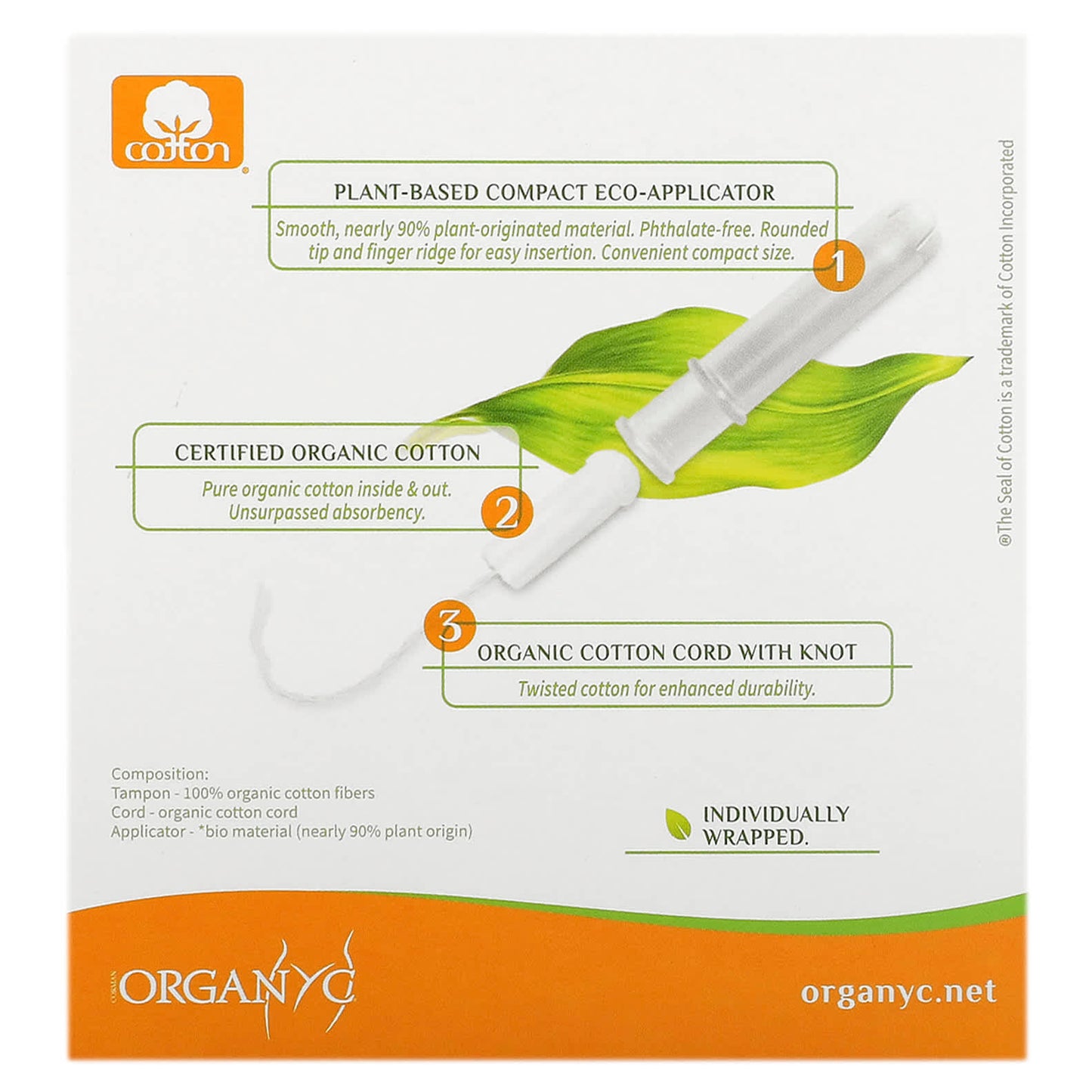 Organyc, Feminine Care Tampons, Compact, Super Plus, 16 Tampons - Image 2