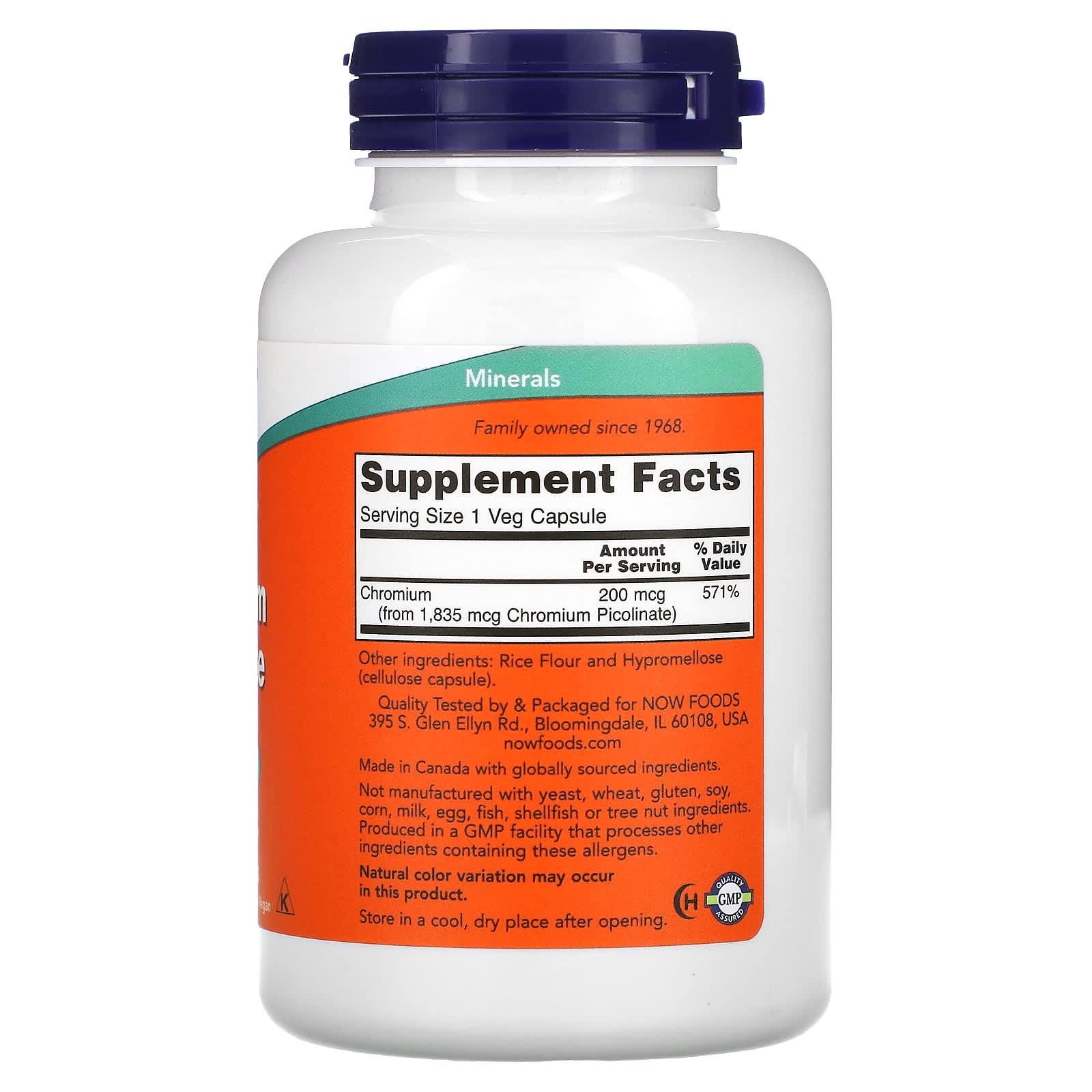 NOW Foods, Chromium Picolinate, 200 mcg, 250 Veg Capsules - Image 2
