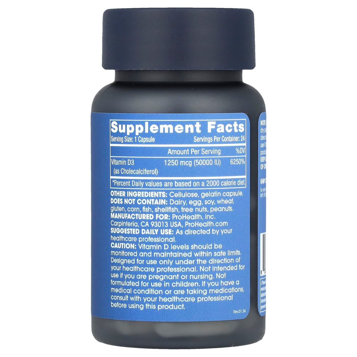 ProHealth Longevity, D3 Extreme, 1,250 mcg (50,000 IU), 24 Capsules - Image 2