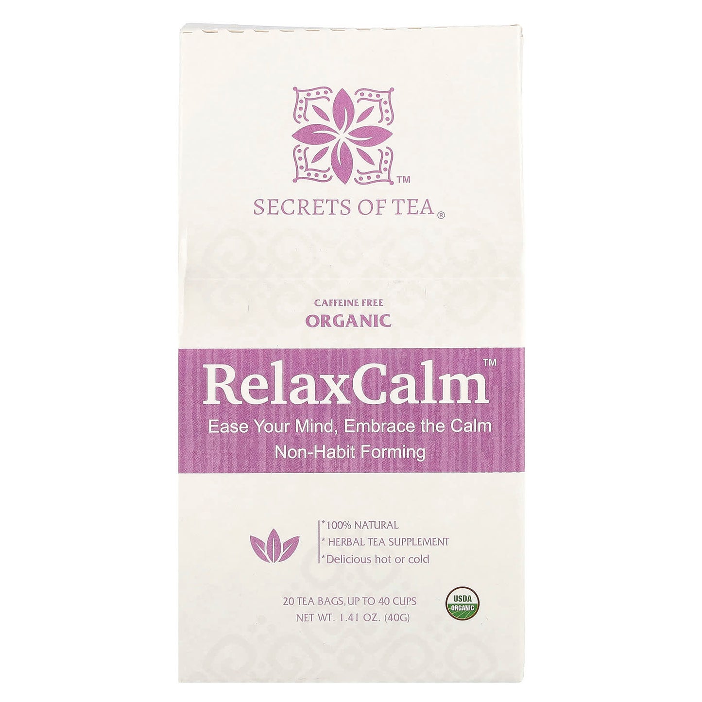 Secrets of Tea, RelaxCalm™, Caffeine Free, 20 Tea Bags, 1.41 oz (40 g) - Image 1