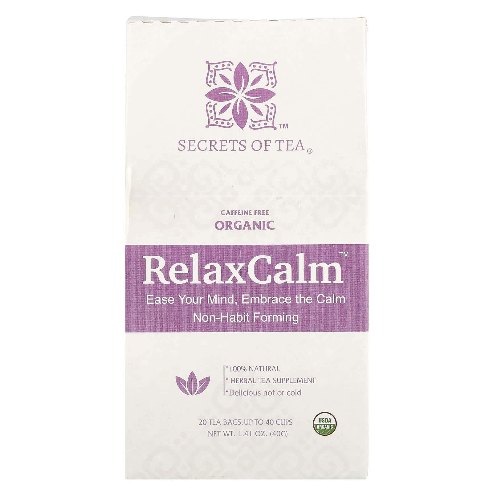 Secrets of Tea, RelaxCalm™, Caffeine Free, 20 Tea Bags, 1.41 oz (40 g) - Image 1