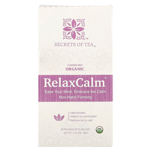 Secrets of Tea, RelaxCalm™, Caffeine Free, 20 Tea Bags, 1.41 oz (40 g) - Image 1