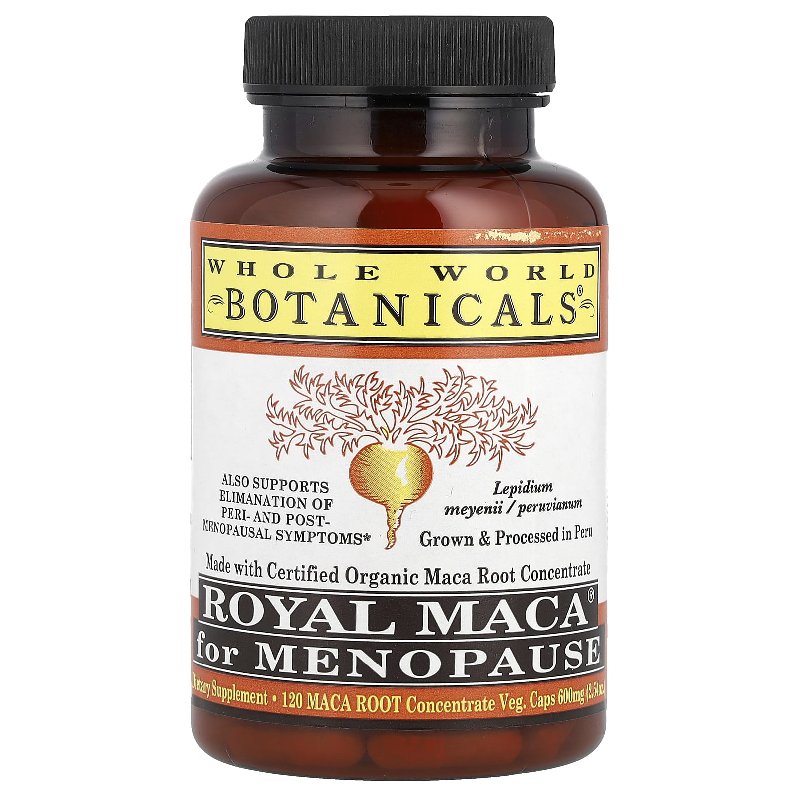 Whole World Botanicals, Royal Maca® for Menopause, 1,200 mg, 120 Veg. Caps (600 mg per Cap) - Image 1