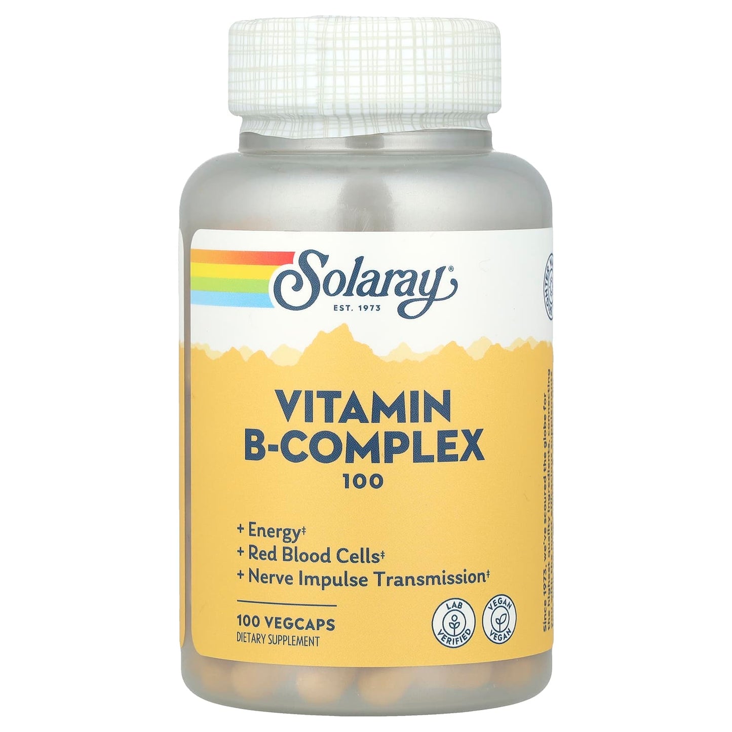 Solaray, Vitamin B-Complex 100, 100 VegCaps - Image 1