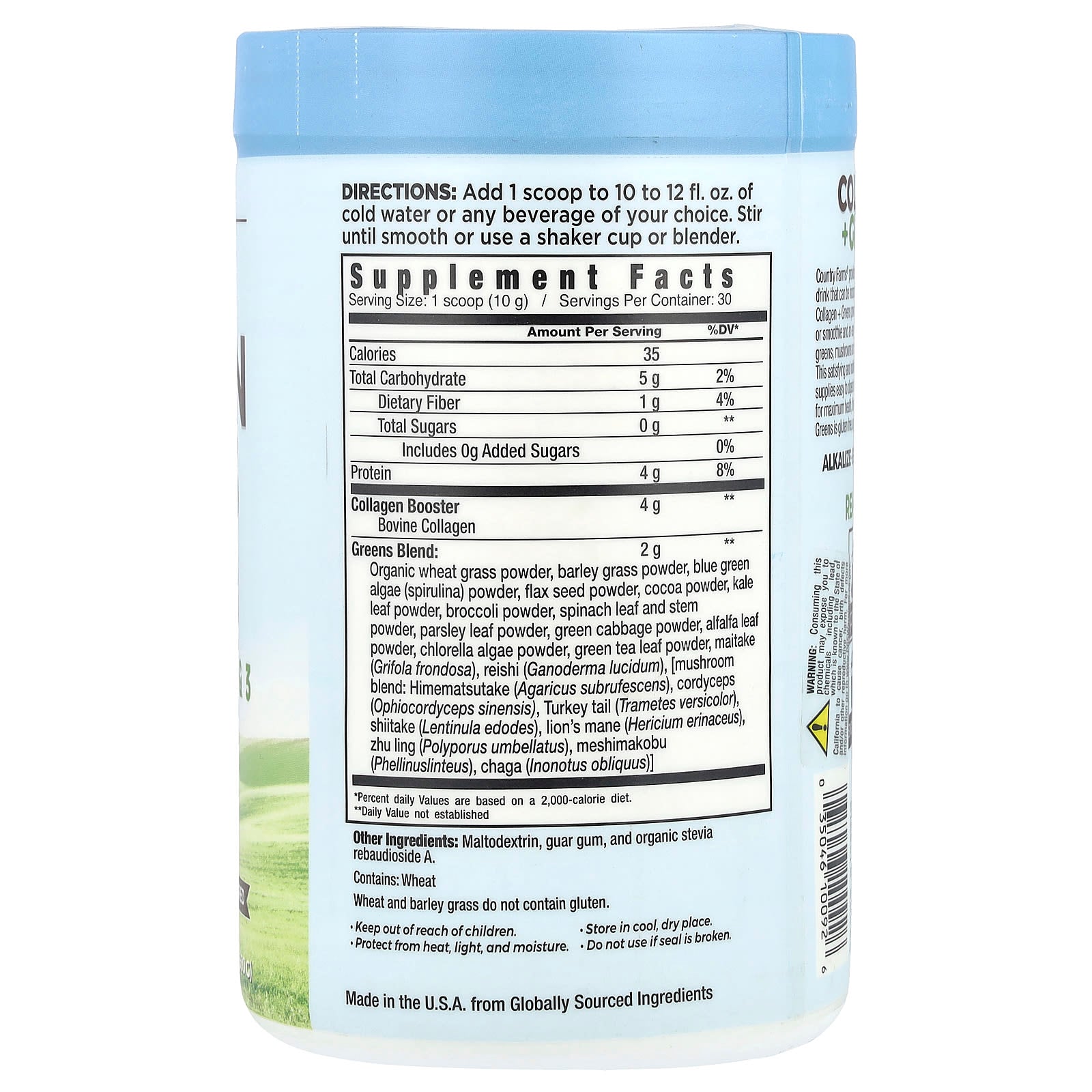 Country Farms Collagen + Greens Supplement, 10.6 oz, Gluten Free, Non-GMO - Image 2