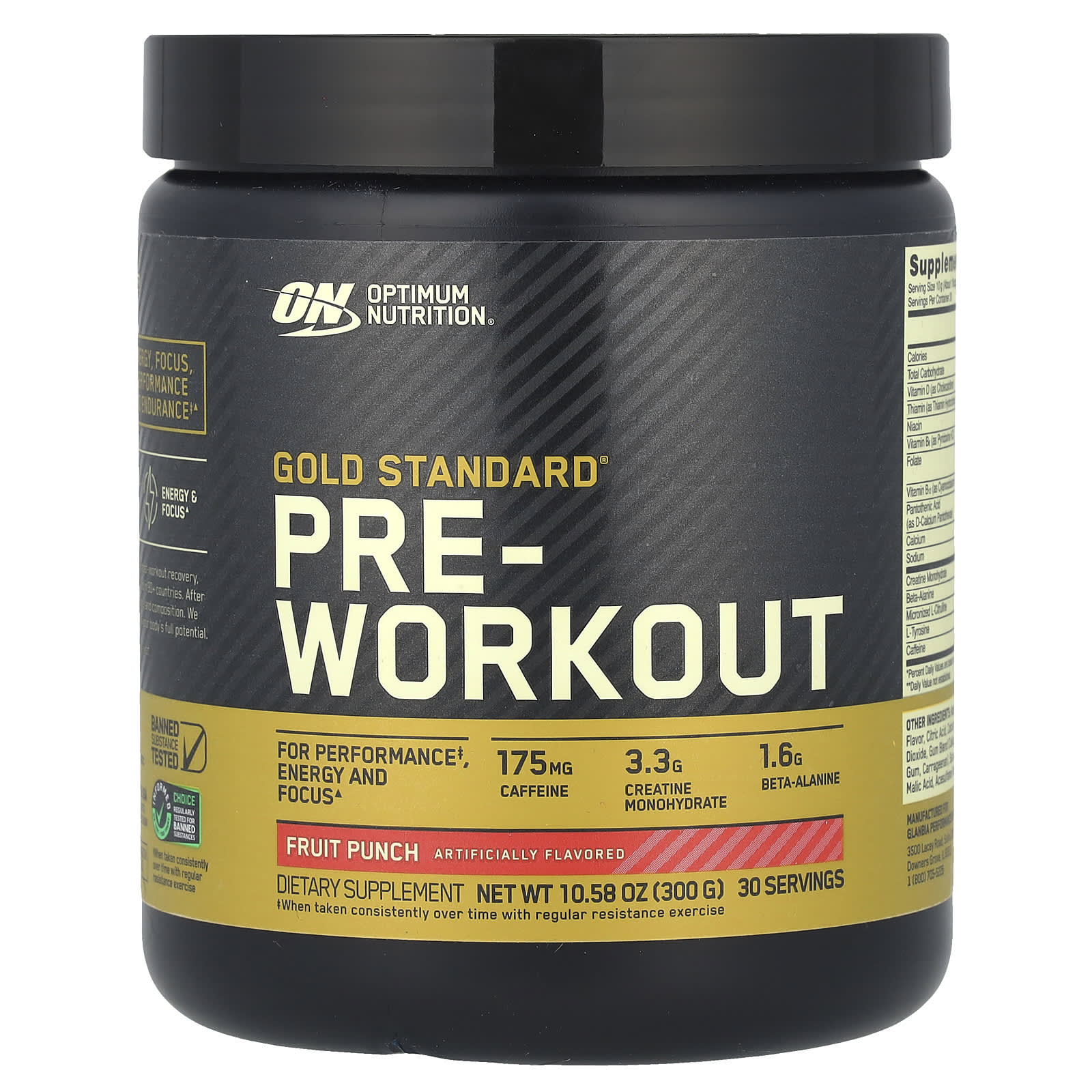 Optimum Nutrition, Gold Standard® Pre-Workout, Fruit Punch, 10.58 oz (300 g) - Image 1