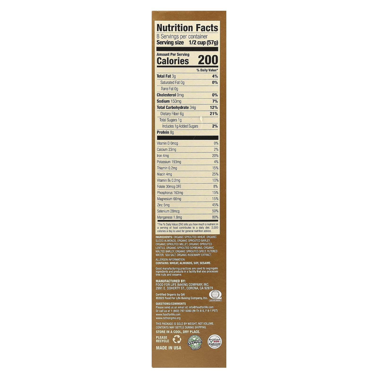 Ezekiel 4:9 Sprouted Cereal Crunchy - Healthy, Organic, Vegan - Image 2