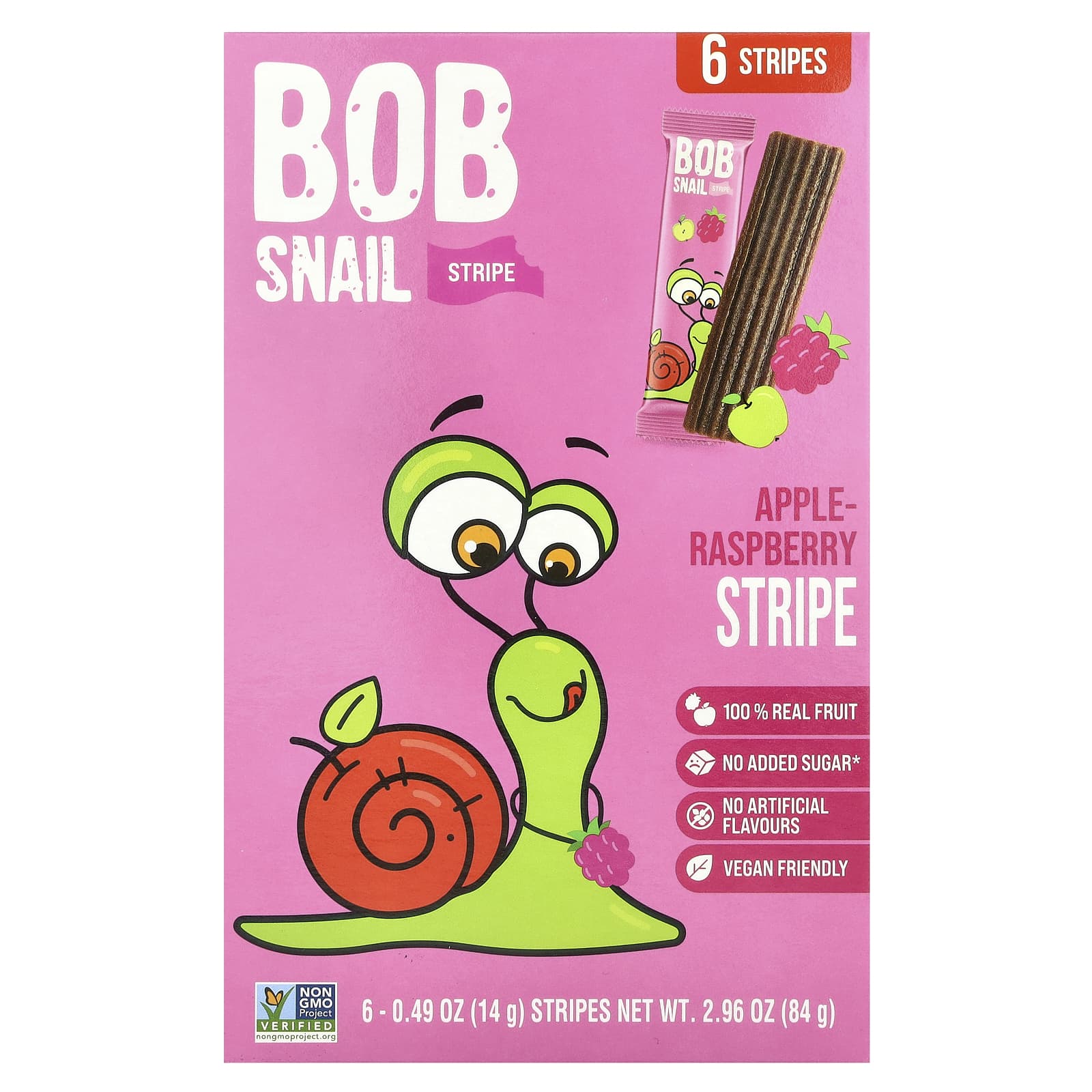 Tasty Fruit Stripes by Bob Snail - Apple-Raspberry, 6 Count, 0.49 oz Each - Image 1