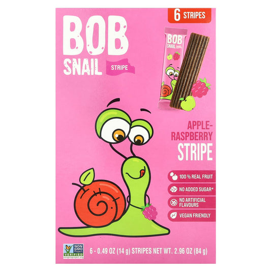 Tasty Fruit Stripes by Bob Snail - Apple-Raspberry, 6 Count, 0.49 oz Each - Image 1