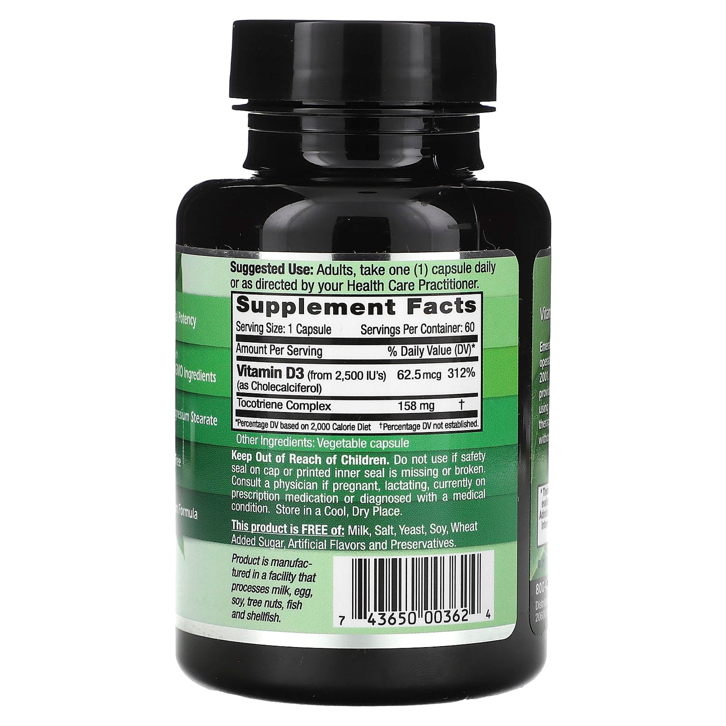 Emerald Laboratories Vitamin D3 2500 IU, Gluten-Free Capsules for Strong Bones - Image 2