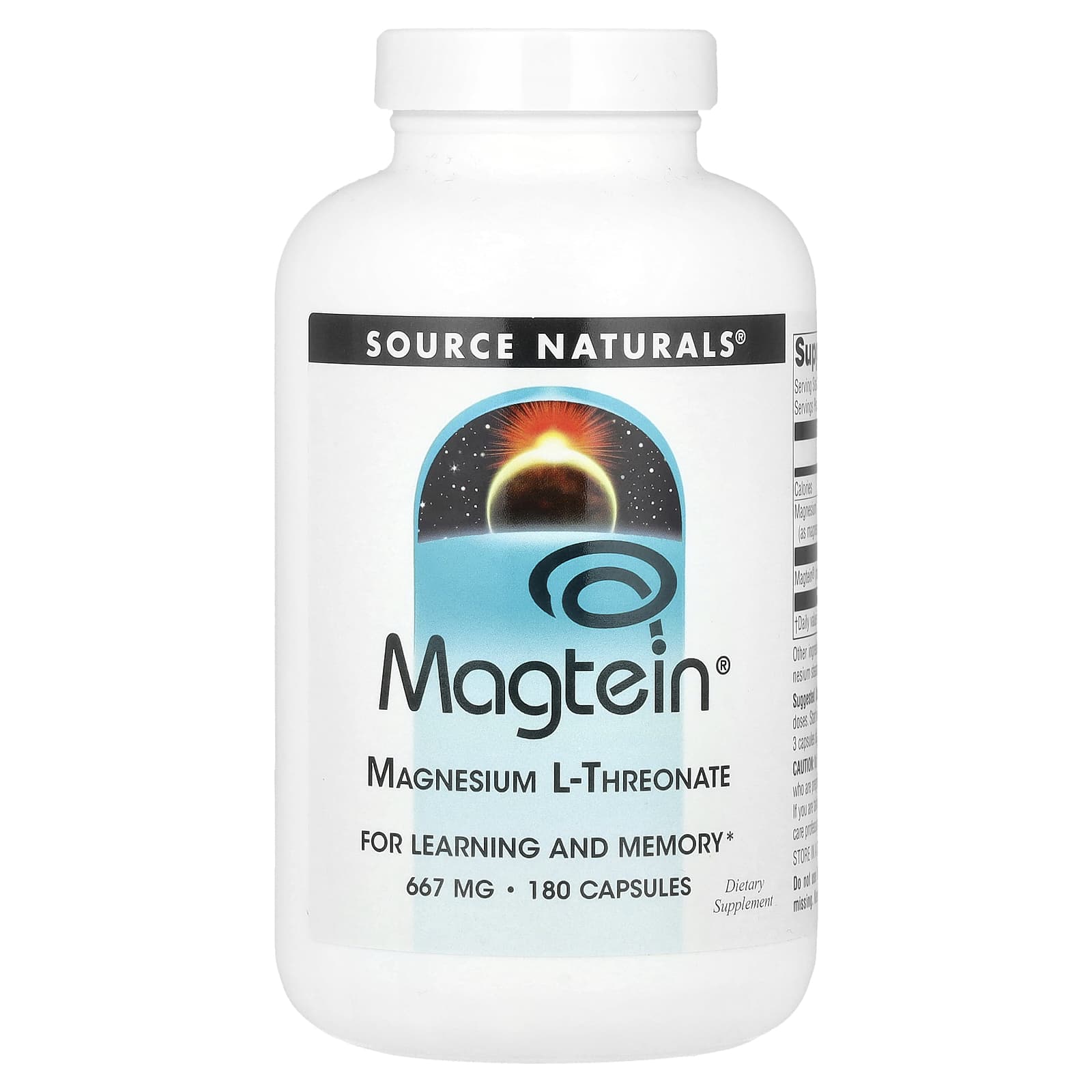 Source Naturals, Magtein®, Magnesium L-Threonate, 180 Capsules - Image 1