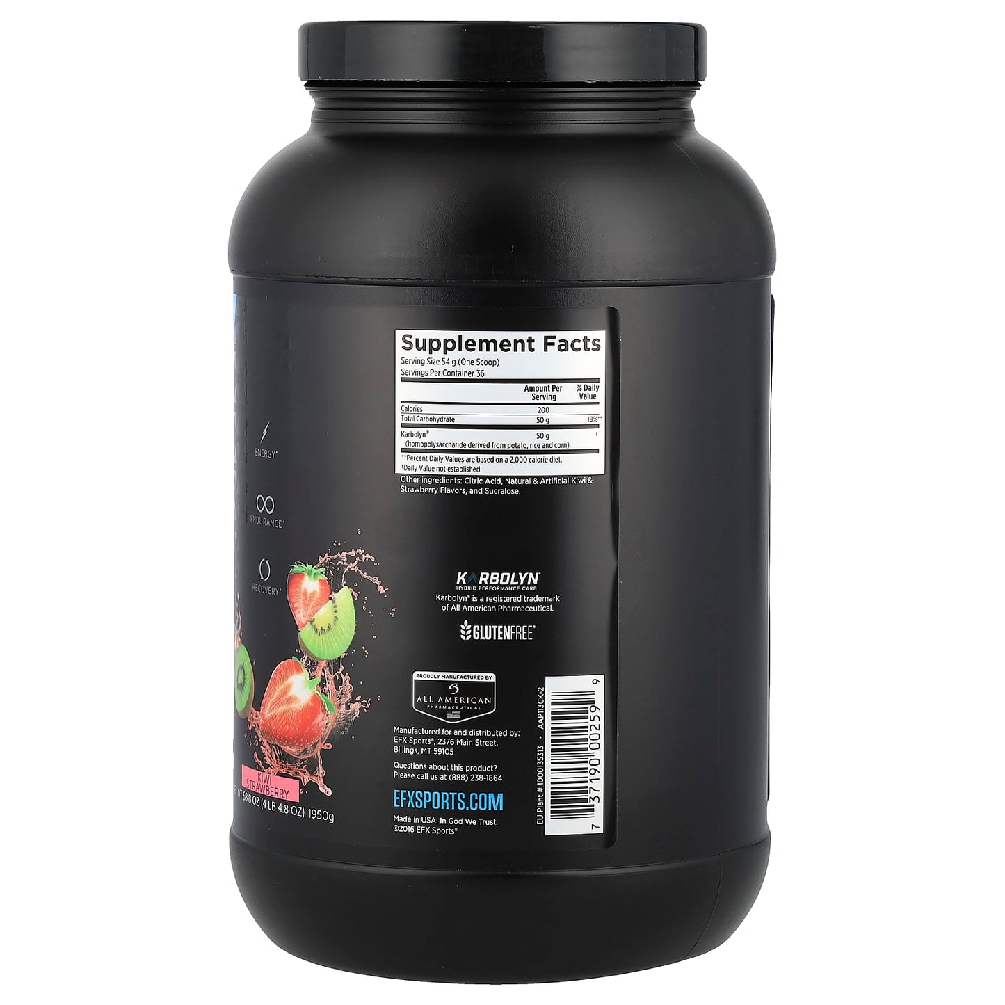 EFX Sports Karbolyn Fuel Kiwi Strawberry 4lb for Endurance - Image 2