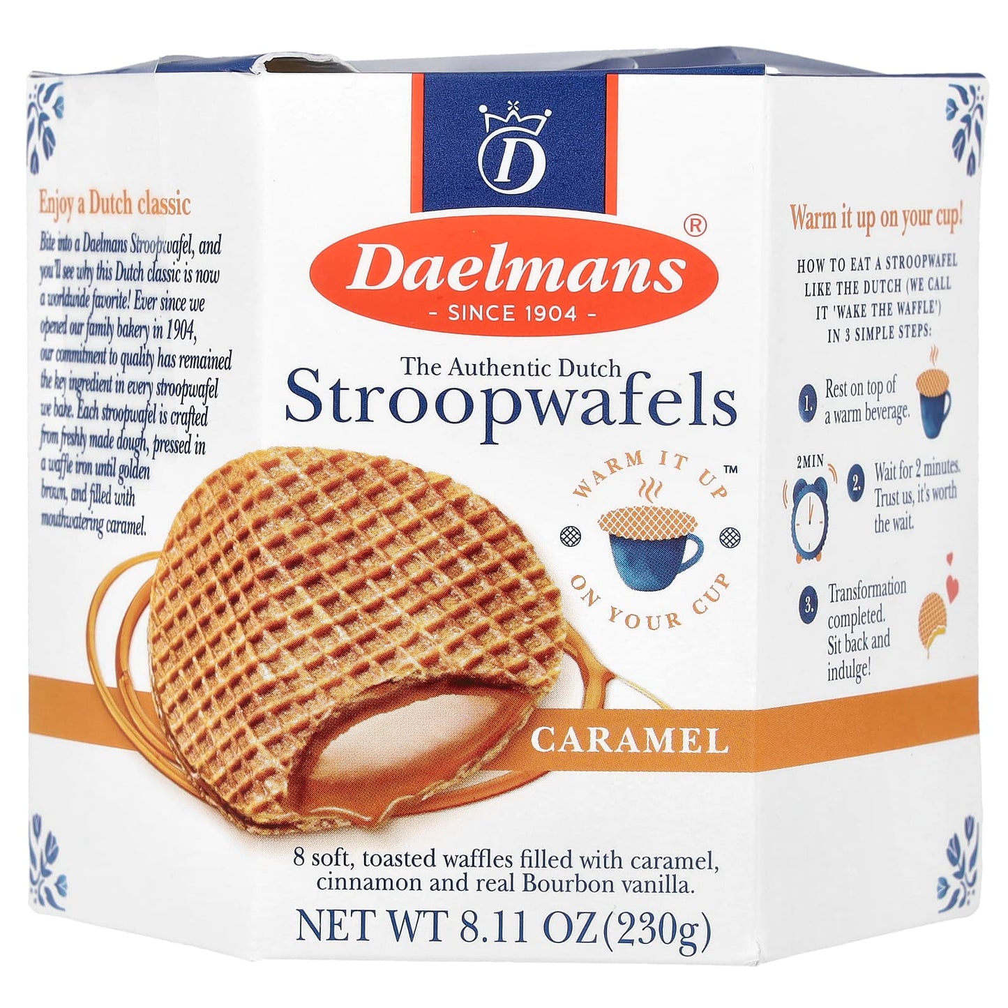 Authentic Dutch Caramel Stroopwafels by Daelmans - 8 Waffles, 8.11 oz - Image 1