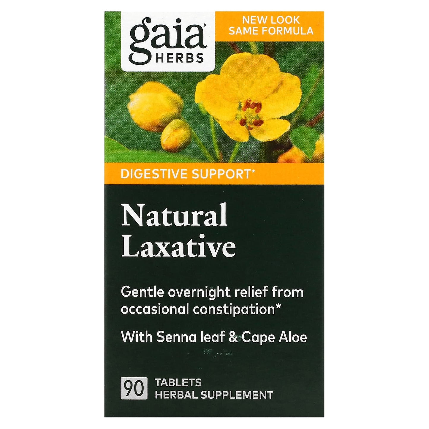 Natural Laxative Relief with Gaia Herbs, 90 Tablets - Image 1