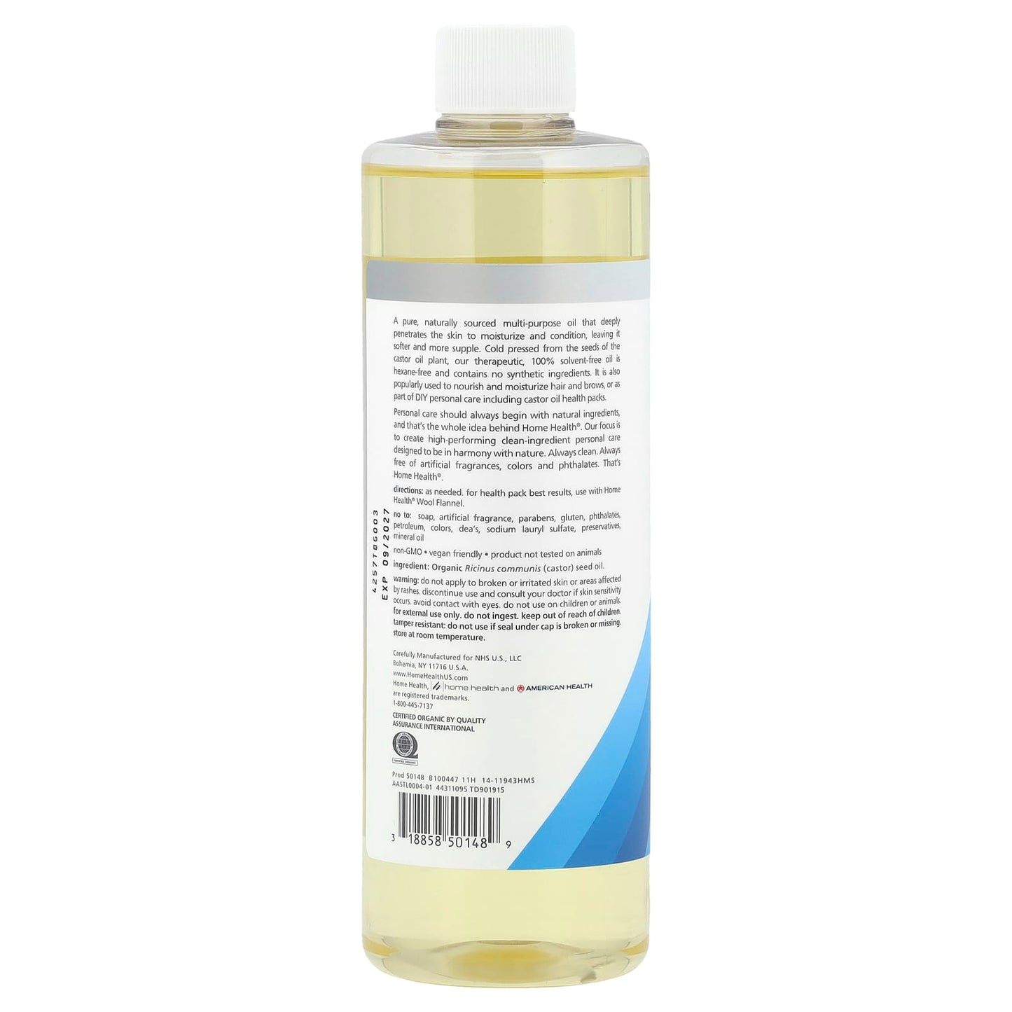 Organic Castor Oil for Skin, Hair & Brows - 16 fl oz (473 ml) - Image 2