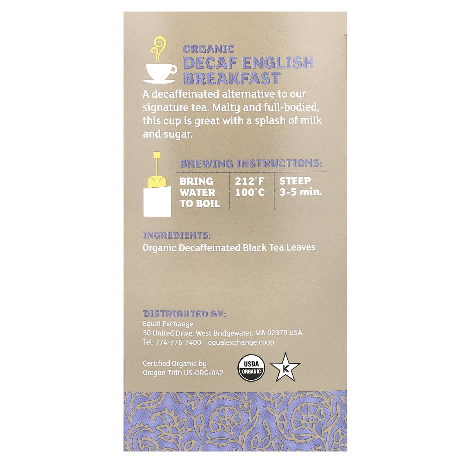 Decaf English Breakfast, USDA Organic, Fair Trade Black Tea - 20 Tea Bags - Image 2