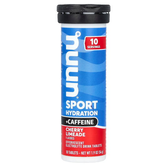 Nuun, Sport Hydration + Caffeine, Effervescent Electrolyte Drink, Cherry Limeade, 10 Tablets - Image 1