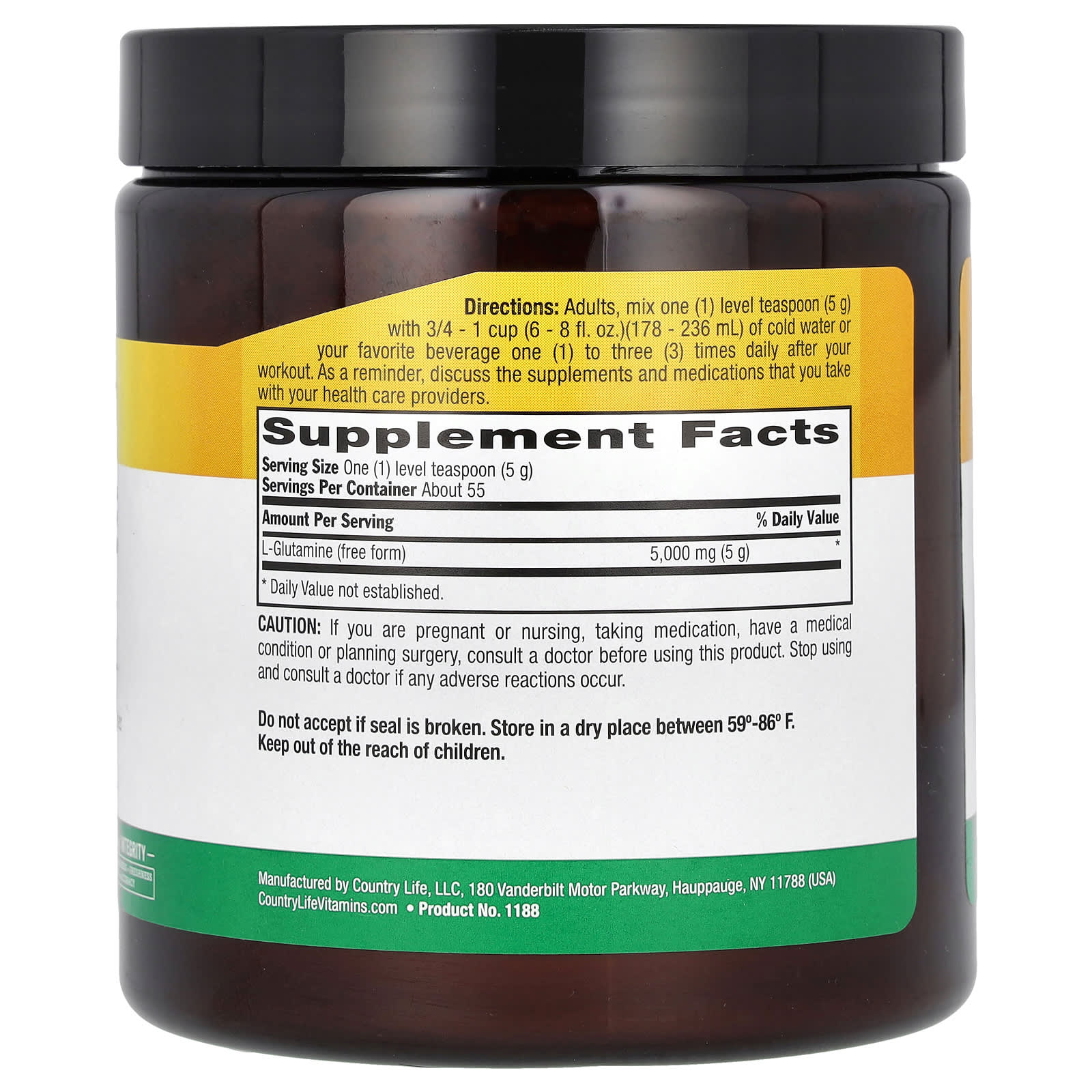 Glutamine Pure Powder | Supports Muscle Tissue & Immune Cells - Country Life - Image 2