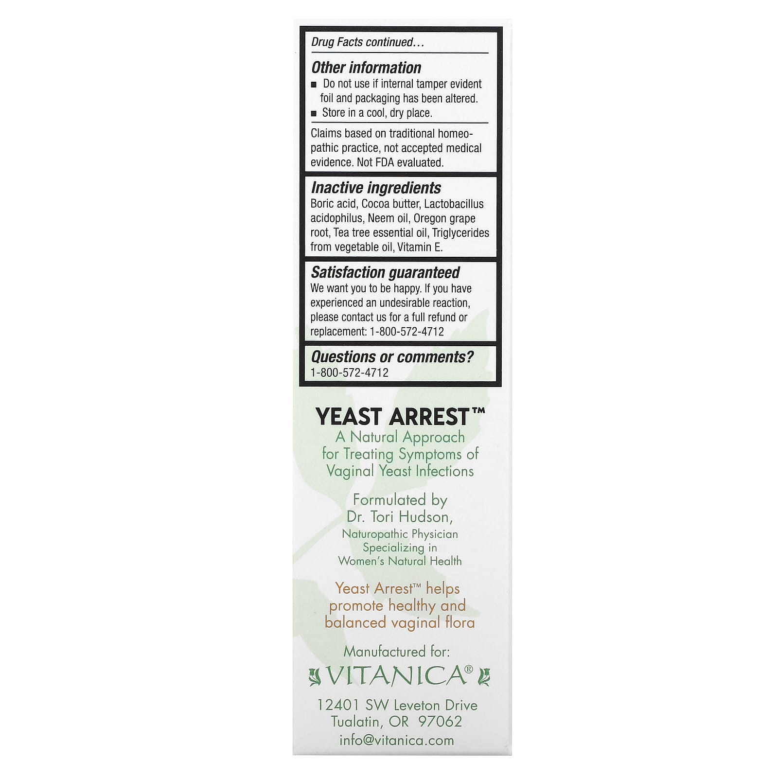 Vitanica, Yeast Arrest™, 14 Vaginal Suppositories - Image 2
