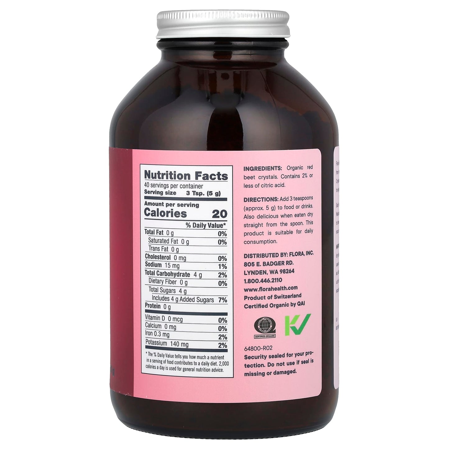 Organic Red Beet Crystals by Flora - Nitric Oxide Booster & Superfood - Image 2