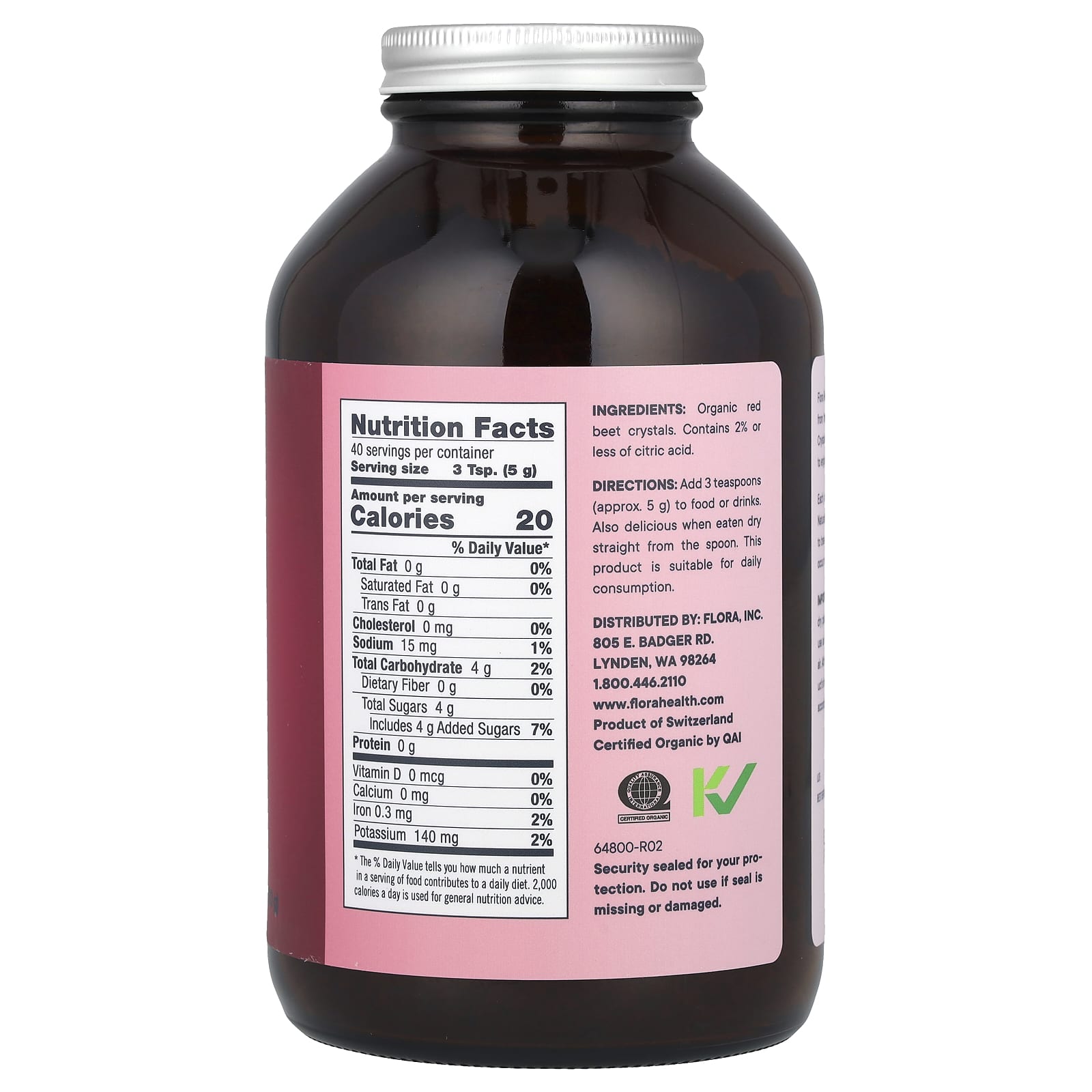 Organic Red Beet Crystals by Flora - Nitric Oxide Booster & Superfood - Image 2